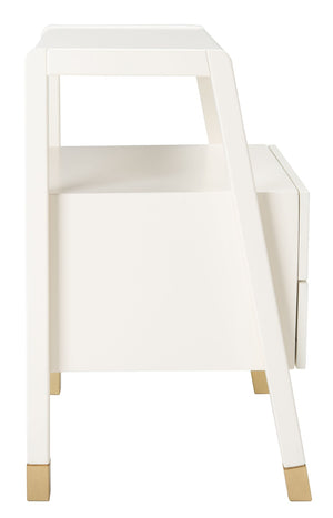 Safavieh Cove Modern Glam Accent Table With Two Drawers And Open Shelf For Stylish Storage Solutions White / Gold ACC6602B