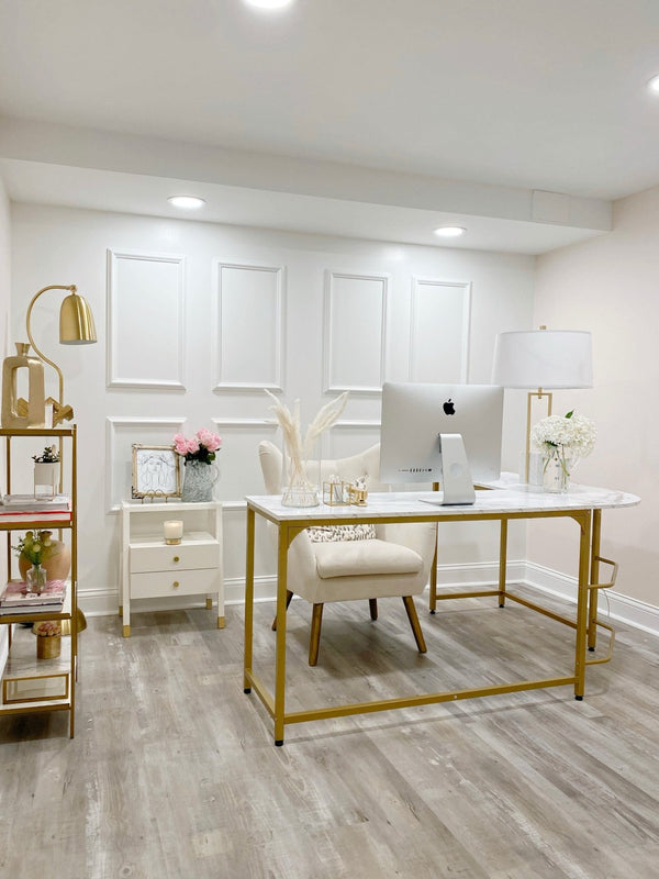 Safavieh Cove Modern Glam Accent Table With Two Drawers And Open Shelf For Stylish Storage Solutions White / Gold ACC6602B