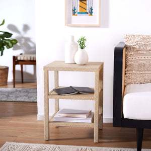 Safavieh Apis 2-Shelf Accent Table - Woven Raffia Design For Stylish Storage In Compact Spaces, Versatile Use ACC6603A