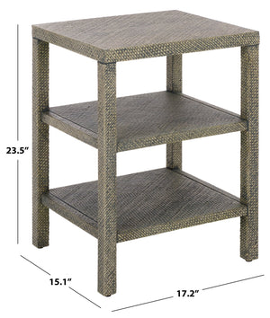 Apis Raffia 2 Shelf Accent Table – Coastal Bayur Wood & Woven Pandan Design With Compact Versatile Storage