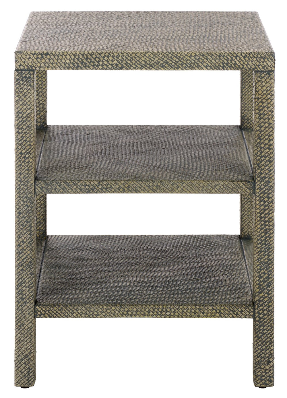 Apis Raffia 2 Shelf Accent Table – Coastal Bayur Wood & Woven Pandan Design With Compact Versatile Storage