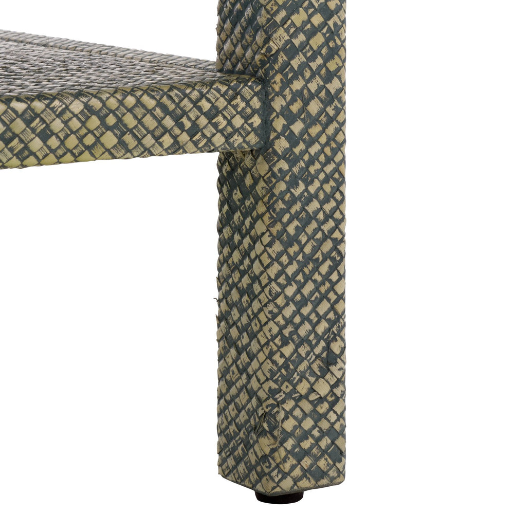 Apis Raffia 2 Shelf Accent Table – Coastal Bayur Wood & Woven Pandan Design With Compact Versatile Storage