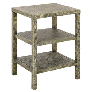Apis Raffia 2 Shelf Accent Table – Coastal Bayur Wood & Woven Pandan Design With Compact Versatile Storage