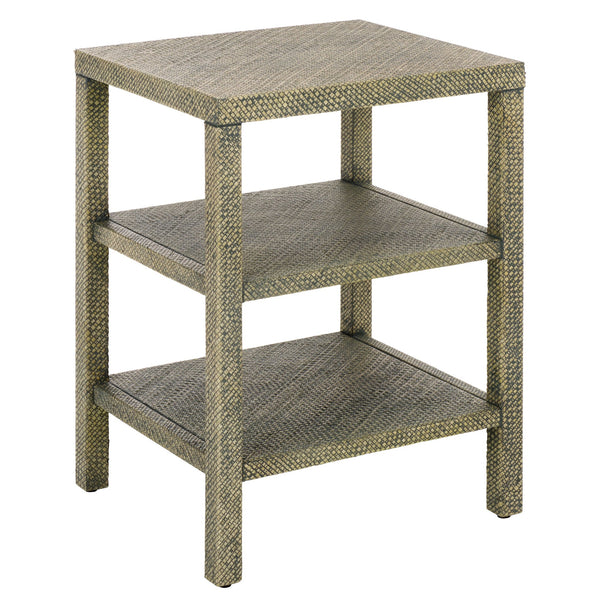 Apis Raffia 2 Shelf Accent Table – Coastal Bayur Wood & Woven Pandan Design With Compact Versatile Storage