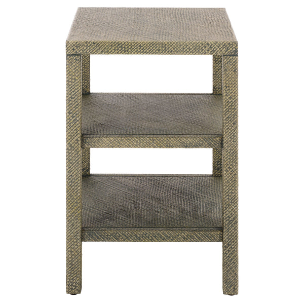 Apis Raffia 2 Shelf Accent Table – Coastal Bayur Wood & Woven Pandan Design With Compact Versatile Storage