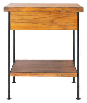 Safavieh Eris Vintage-Inspired Accent Table With Drawer & Shelf - Chic Brown Wood & Black Steel Design ACC6604A