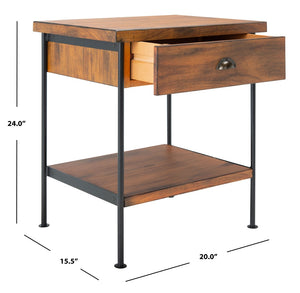 Safavieh Eris Vintage-Inspired Accent Table With Drawer & Shelf - Chic Brown Wood & Black Steel Design ACC6604A