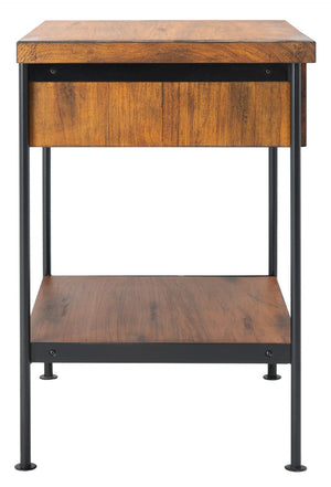 Safavieh Eris Vintage-Inspired Accent Table With Drawer & Shelf - Chic Brown Wood & Black Steel Design ACC6604A