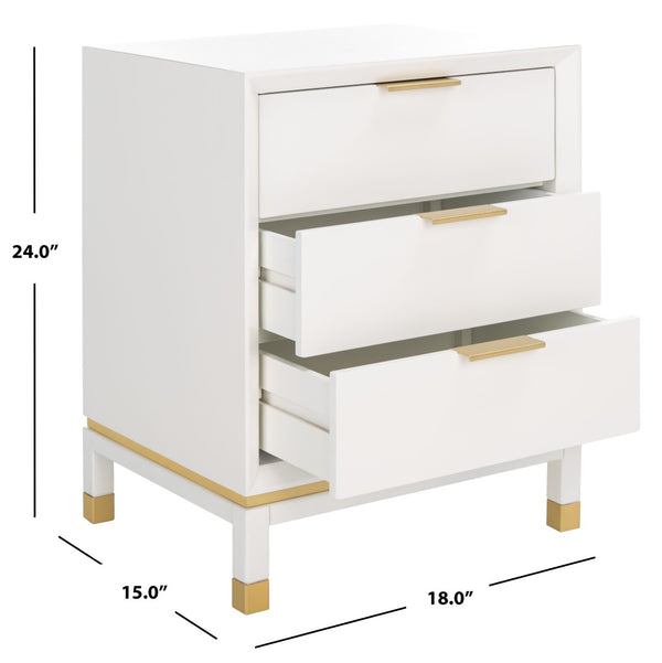 Safavieh Baskin 3-Drawer Accent Table – Modern Glam Storage For Small Spaces, Stylish Nightstand & End Table ACC6605A