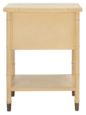Safavieh Ahab Chic Bamboo-Style Accent Table With Textured Drawers And Open Shelf For Stylish Storage Solutions Light Blonde / Gold ACC6606A
