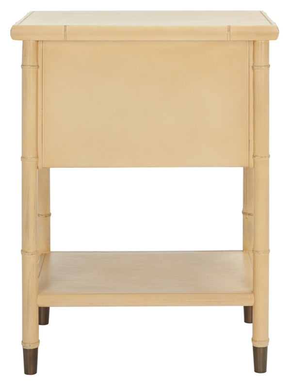 Safavieh Ahab Chic Bamboo-Style Accent Table With Textured Drawers And Open Shelf For Stylish Storage Solutions Light Blonde / Gold ACC6606A