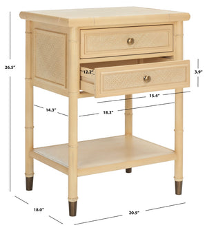 Safavieh Ahab Chic Bamboo-Style Accent Table With Textured Drawers And Open Shelf For Stylish Storage Solutions Light Blonde / Gold ACC6606A