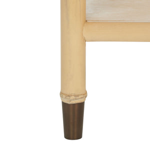 Safavieh Ahab Chic Bamboo-Style Accent Table With Textured Drawers And Open Shelf For Stylish Storage Solutions Light Blonde / Gold ACC6606A