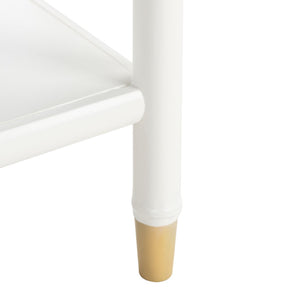 Safavieh Ahab Chic Bamboo-Style Accent Table With Textured Drawers And Open Shelf For Stylish Storage Solutions White / Gold ACC6606B