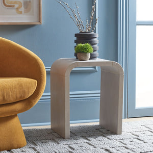 Safavieh Liasonya Curved Accent Table - Modern Sculptural Design With Seamless Flowing Lines For Elegance White Washed ACC6608B
