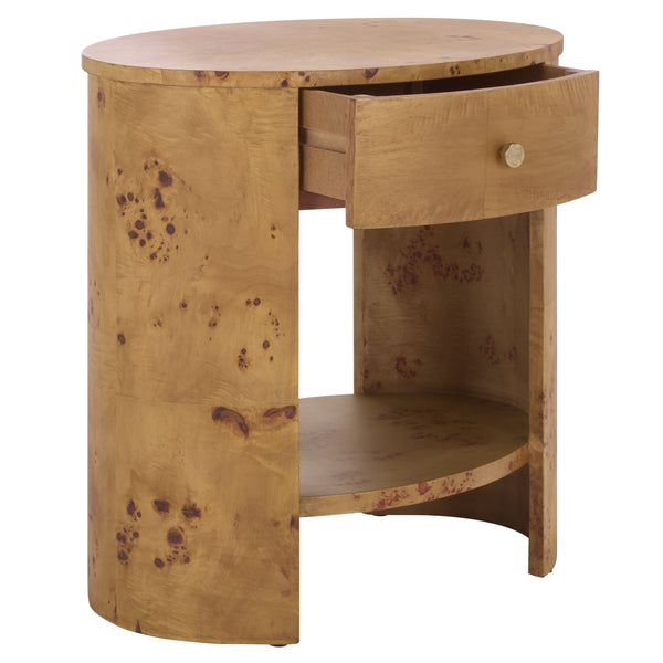 Safavieh Philippe 1 Drawer 1 Shelf Accent Table – Elegant Bayur Wood Design For Stylish Home Décor & Storage Natural Wood ,Mdf,Veneer ,Burlwood Acc6612a