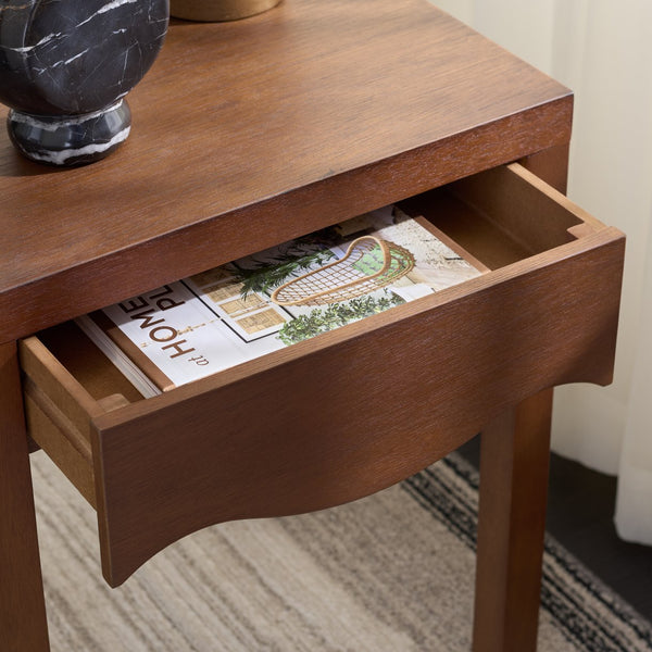 Safavieh Kannie 1 Drawer Accent Table In Dark Oak – Elegant Storage Solution For Chic Home Decor Style Dark Oak Wood ,Mdf,Veneer Acc6614a