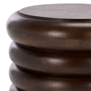 ANATOLY Round Accent Table - Elegant Brown Wood Design for Timeless Home Decor & Versatile Use