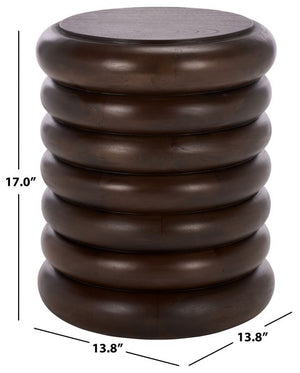 ANATOLY Round Accent Table - Elegant Brown Wood Design for Timeless Home Decor & Versatile Use