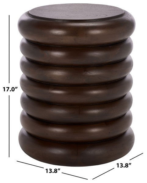 ANATOLY Round Accent Table - Elegant Brown Wood Design for Timeless Home Decor & Versatile Use