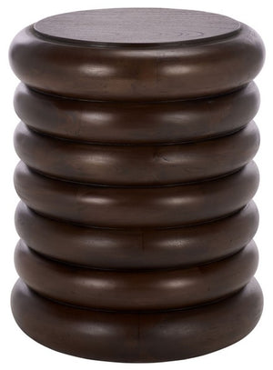 ANATOLY Round Accent Table - Elegant Brown Wood Design for Timeless Home Decor & Versatile Use