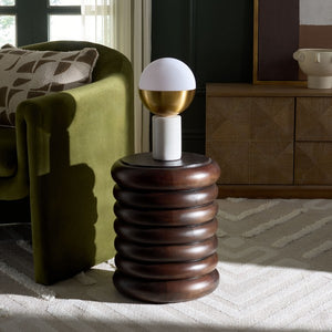 ANATOLY Round Accent Table - Elegant Brown Wood Design for Timeless Home Decor & Versatile Use