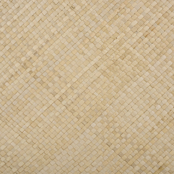 Apis Raffia Accent Table With Drawer & Shelf — Handwoven Pandan Texture, Compact Coastal Style
