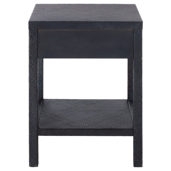 Apis Raffia Accent Table With Drawer & Shelf — Handwoven Pandan Texture, Compact Coastal Style