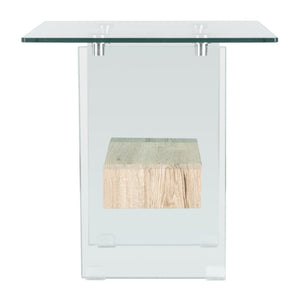 Safavieh Kayley Accent Table - Museum-Inspired Minimalist Design With Crystal-Clear Top And Natural Wood Shelf Glass/Natural Shelf ACC7001A