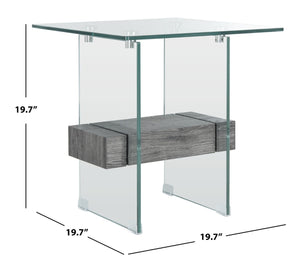 Safavieh Kayley Accent Table - Museum-Inspired Minimalist Design With Crystal-Clear Top And Natural Wood Shelf Glass/Black Oak Shelf ACC7001B