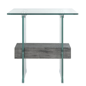 Safavieh Kayley Accent Table - Museum-Inspired Minimalist Design With Crystal-Clear Top And Natural Wood Shelf Glass/Black Oak Shelf ACC7001B