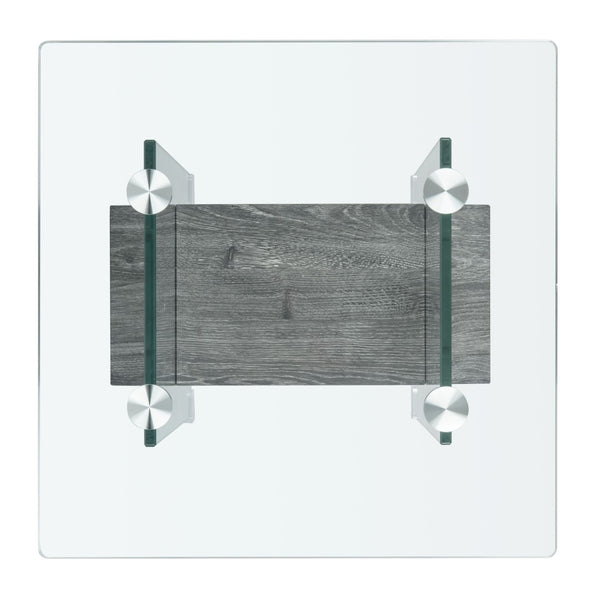 Safavieh Kayley Accent Table - Museum-Inspired Minimalist Design With Crystal-Clear Top And Natural Wood Shelf Glass/Black Oak Shelf ACC7001B