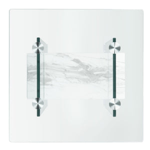 Safavieh Kayley Accent Table - Museum-Inspired Minimalist Design With Crystal-Clear Top And Natural Wood Shelf Glass/Faux White Marble Shelf ACC7001C