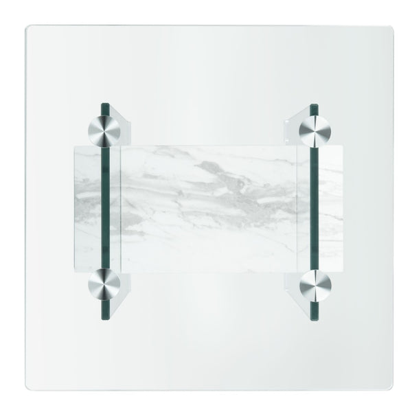 Safavieh Kayley Accent Table - Museum-Inspired Minimalist Design With Crystal-Clear Top And Natural Wood Shelf Glass/Faux White Marble Shelf ACC7001C