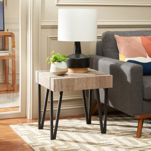 Safavieh Aburton Modern End Table With Wedged Metallic Legs & Rich Wood Veneer, Perfect For Any Room ACC7003A