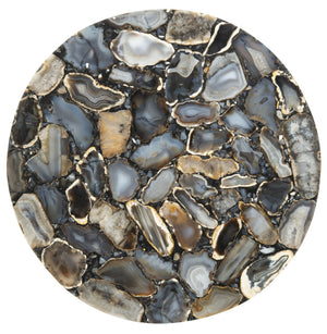 Safavieh Faryn Agate Round Accent Table - Handcrafted Unique Inlay, Polished Nickel Base, Stylish Home Decor ACC7200A