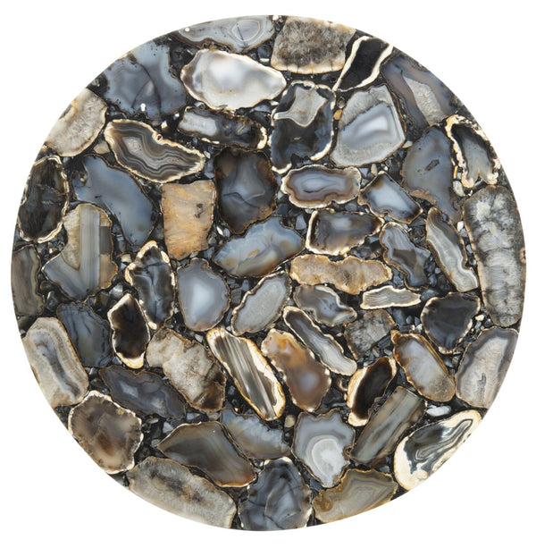 Safavieh Faryn Agate Round Accent Table - Handcrafted Unique Inlay, Polished Nickel Base, Stylish Home Decor ACC7200A