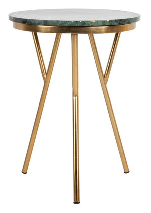 Safavieh Coletta Chic Art Deco Round Marble Accent Table With Brass Base – Stylish, Compact & Versatile Design ACC7201A