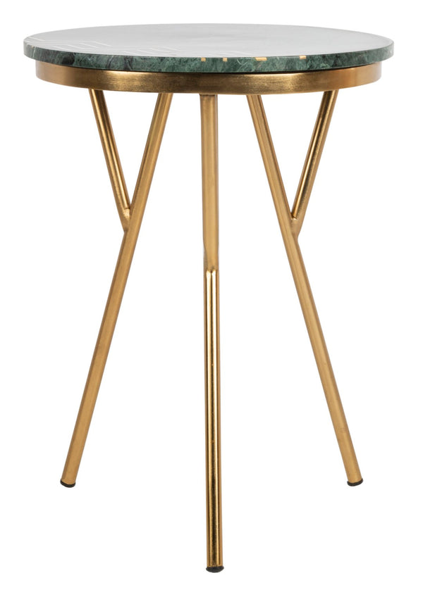 Safavieh Coletta Chic Art Deco Round Marble Accent Table With Brass Base – Stylish, Compact & Versatile Design ACC7201A