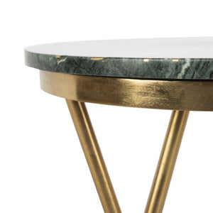 Safavieh Coletta Chic Art Deco Round Marble Accent Table With Brass Base – Stylish, Compact & Versatile Design ACC7201A