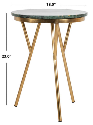 Safavieh Coletta Chic Art Deco Round Marble Accent Table With Brass Base – Stylish, Compact & Versatile Design ACC7201A