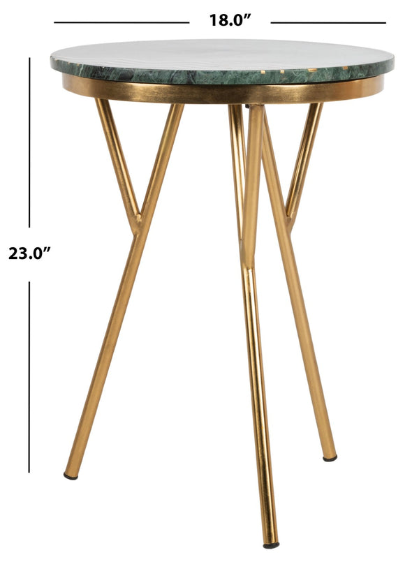 Safavieh Coletta Chic Art Deco Round Marble Accent Table With Brass Base – Stylish, Compact & Versatile Design ACC7201A