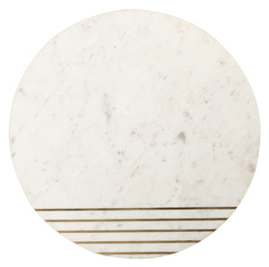 Safavieh Valerie Round Marble Accent Table - Scandinavian Design With Brass Inlay & Acacia Legs For Modern Style ACC7202A