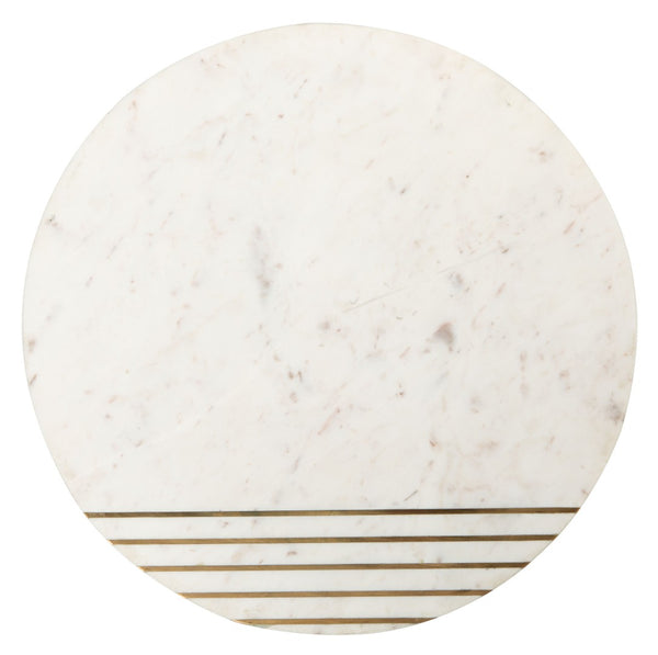 Safavieh Valerie Round Marble Accent Table - Scandinavian Design With Brass Inlay & Acacia Legs For Modern Style ACC7202A