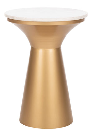 Safavieh Mila Contemporary Pedestal End Table - Elegant Marble Top With Sturdy Metal Base For Modern Living White Marble/Brass ACC7203A