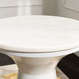Safavieh Mila Contemporary Pedestal End Table - Elegant Marble Top With Sturdy Metal Base For Modern Living White Marble/White ACC7203B