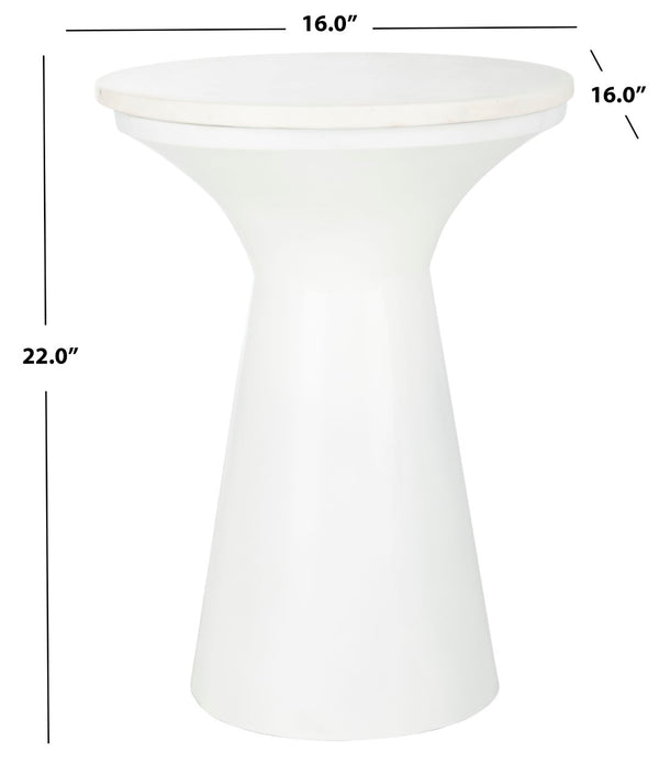 Safavieh Mila Contemporary Pedestal End Table - Elegant Marble Top With Sturdy Metal Base For Modern Living White Marble/White ACC7203B