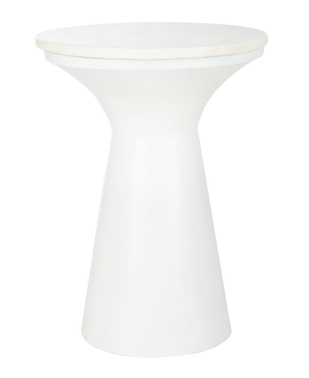 Safavieh Mila Contemporary Pedestal End Table - Elegant Marble Top With Sturdy Metal Base For Modern Living White Marble/White ACC7203B