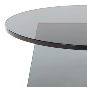 Latika Tempered Glass Accent Table With Subtle Smoke Finish — Minimalist, Durable Side Table For Living Spaces