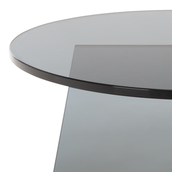 Latika Tempered Glass Accent Table With Subtle Smoke Finish — Minimalist, Durable Side Table For Living Spaces